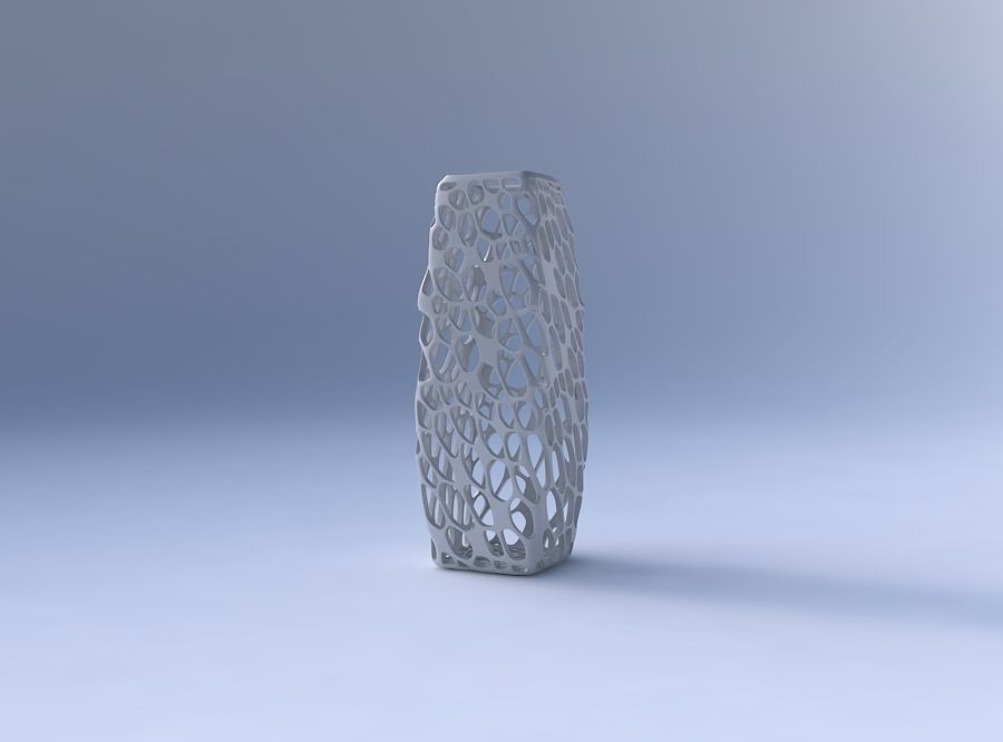 Vase rectangle with twisted dense organic lattice 3D print model_4