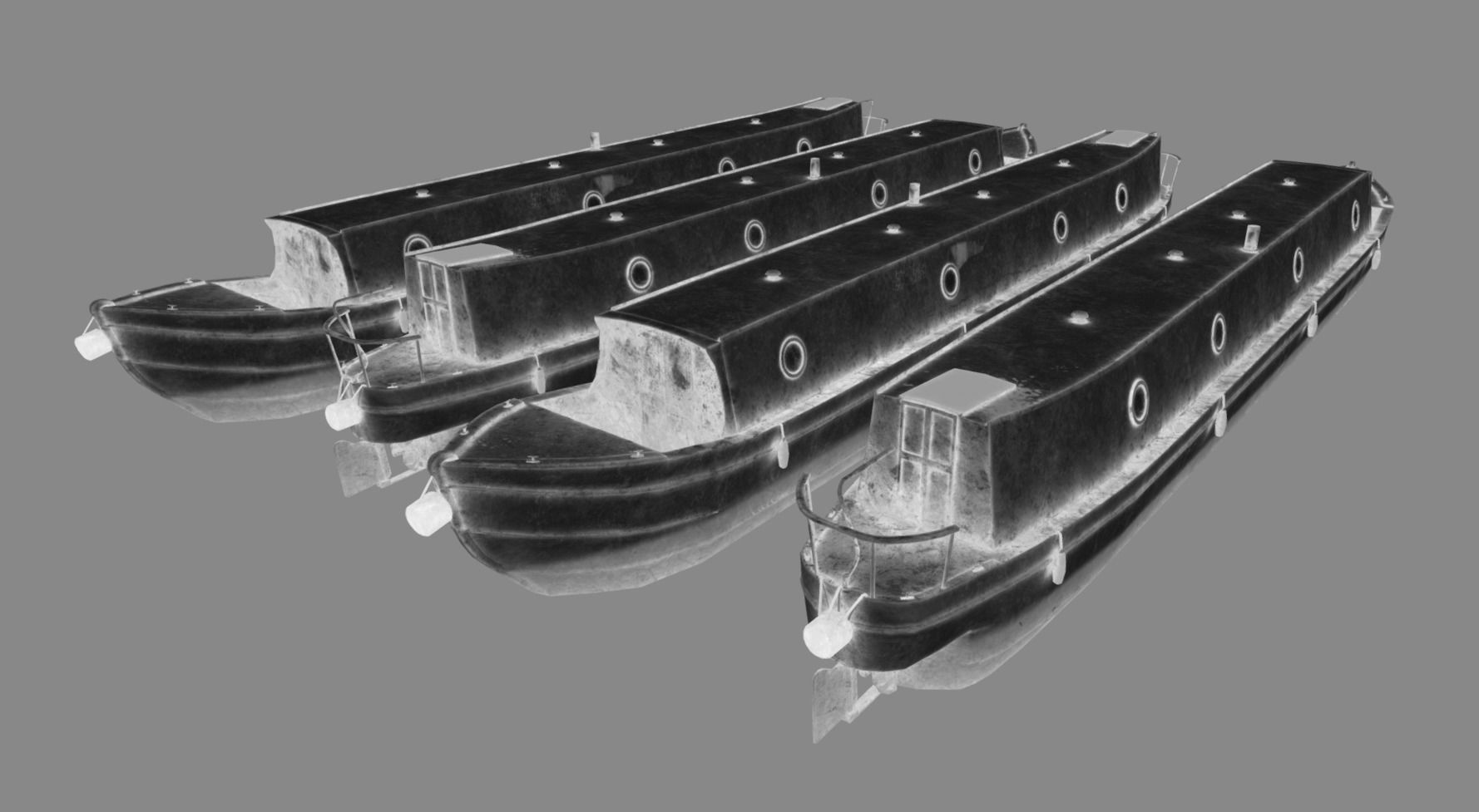 Narrowboat british narrowboats Low-poly 3D model_14