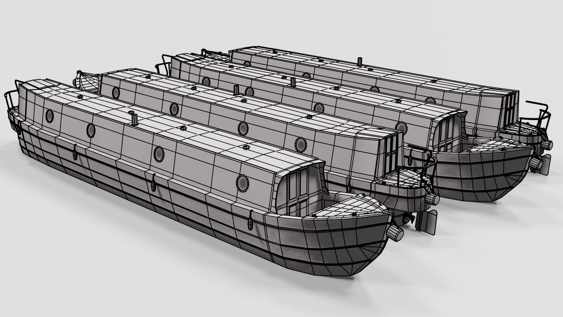 Narrowboat british narrowboats Low-poly 3D model_19