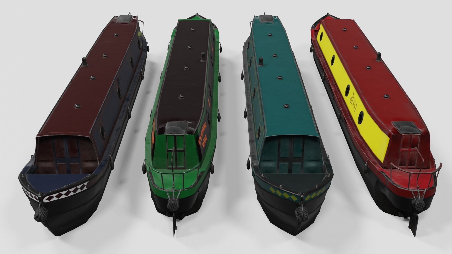 Narrowboat british narrowboats Low-poly 3D model_7
