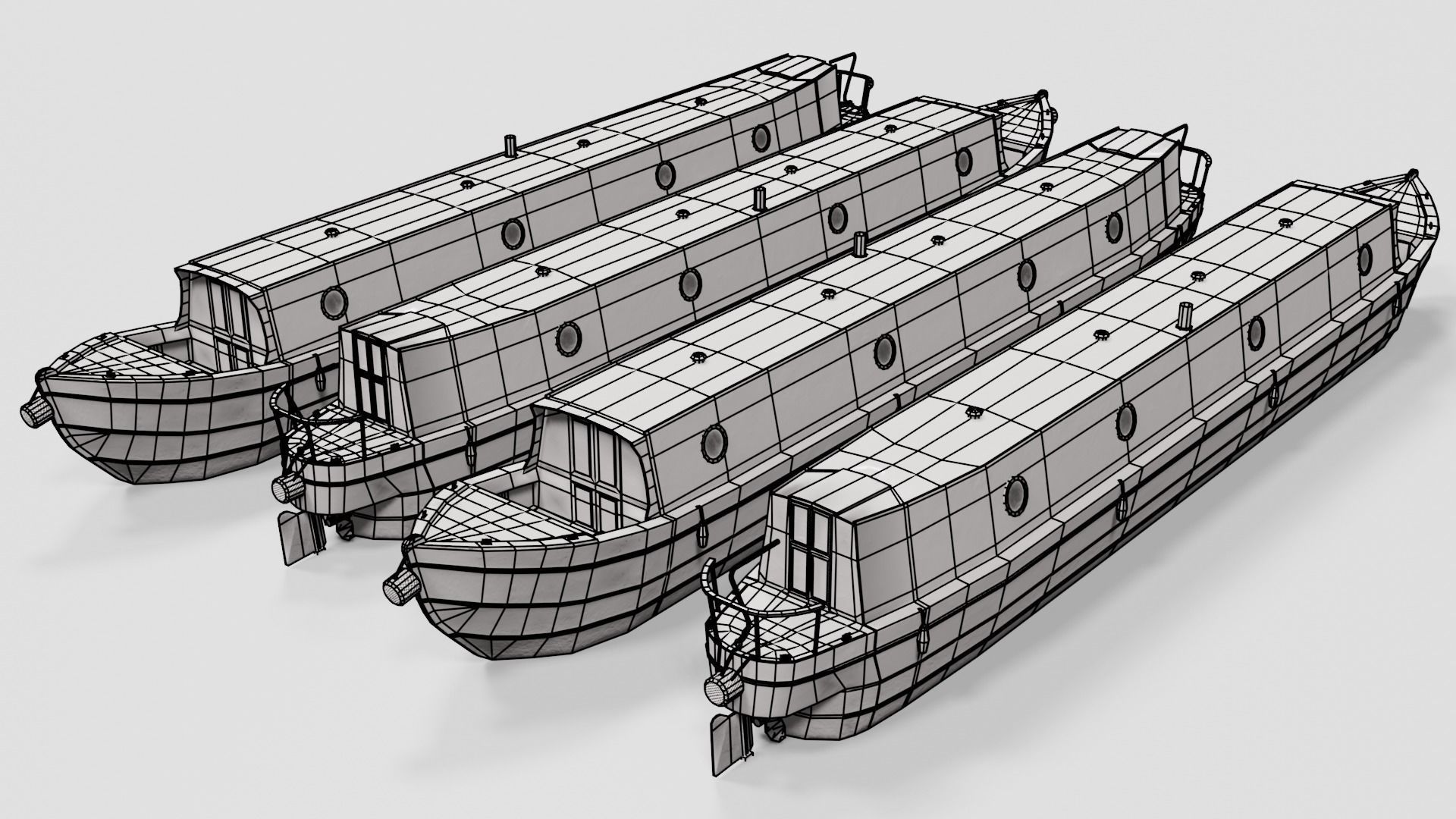 Narrowboat british narrowboats Low-poly 3D model_18