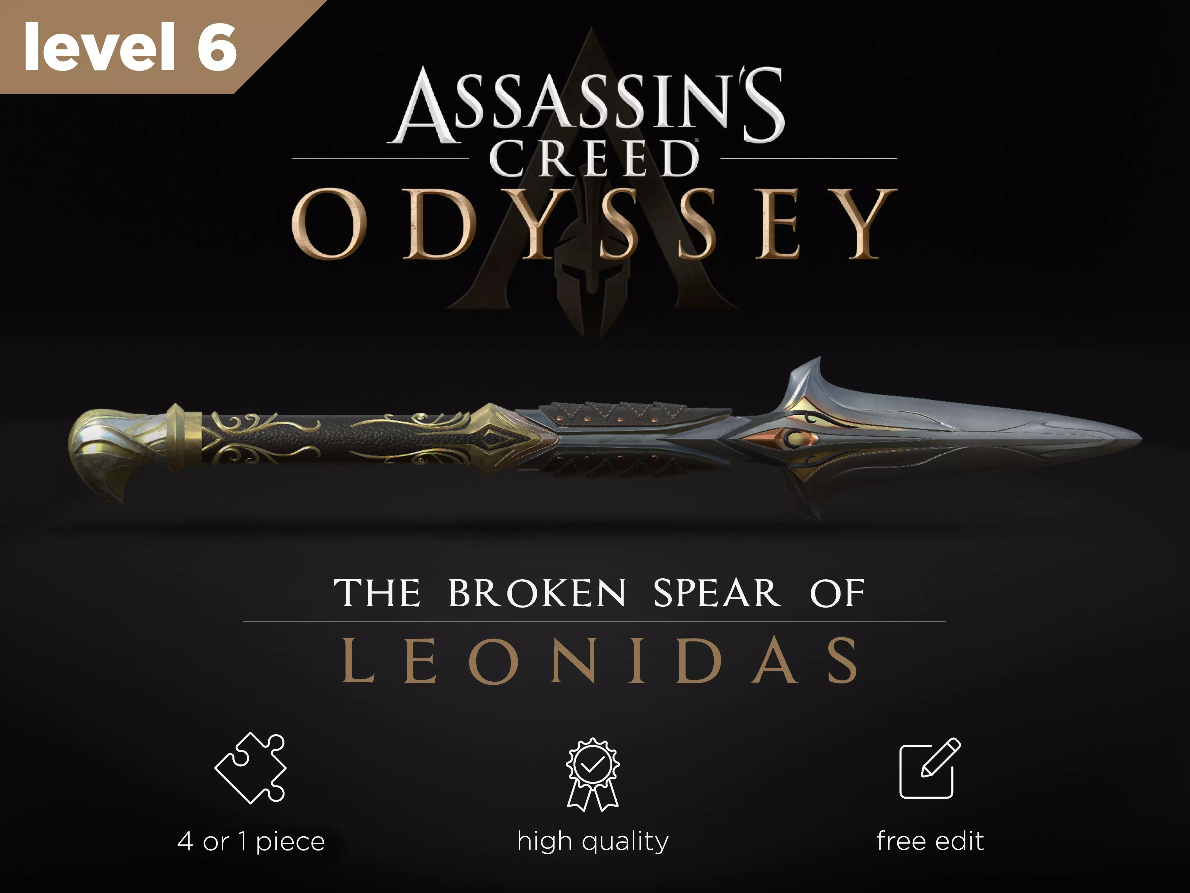 Broken Spear of Leonidas level 6 3D print model_0