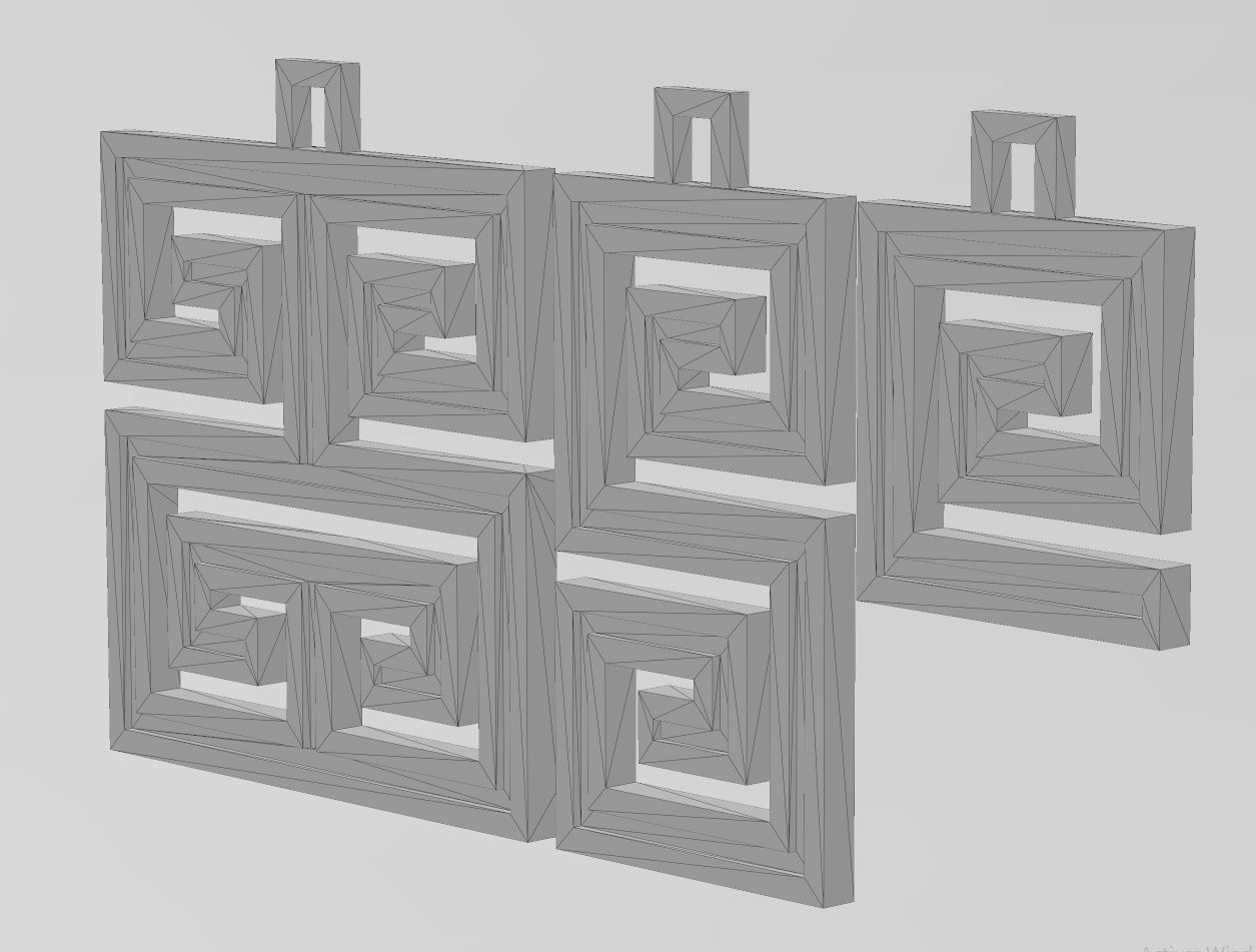 Greek key patterns pendant and charms 3D print model_12