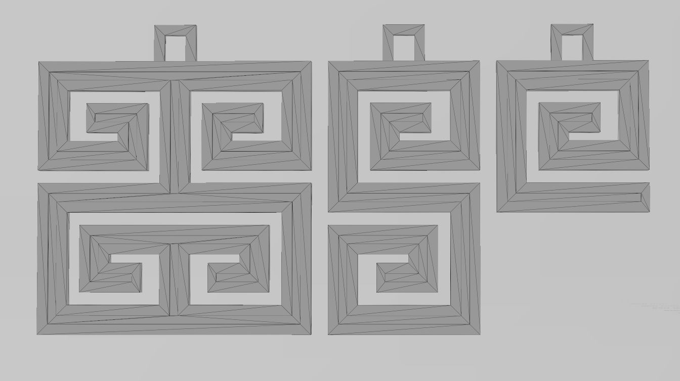 Greek key patterns pendant and charms 3D print model_11