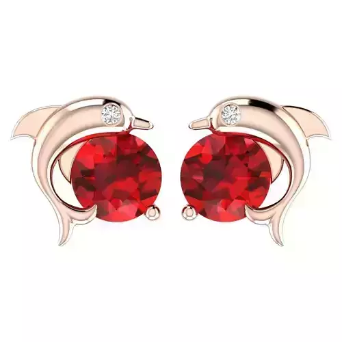 EARRING two dolphin stud earrings in rose gold