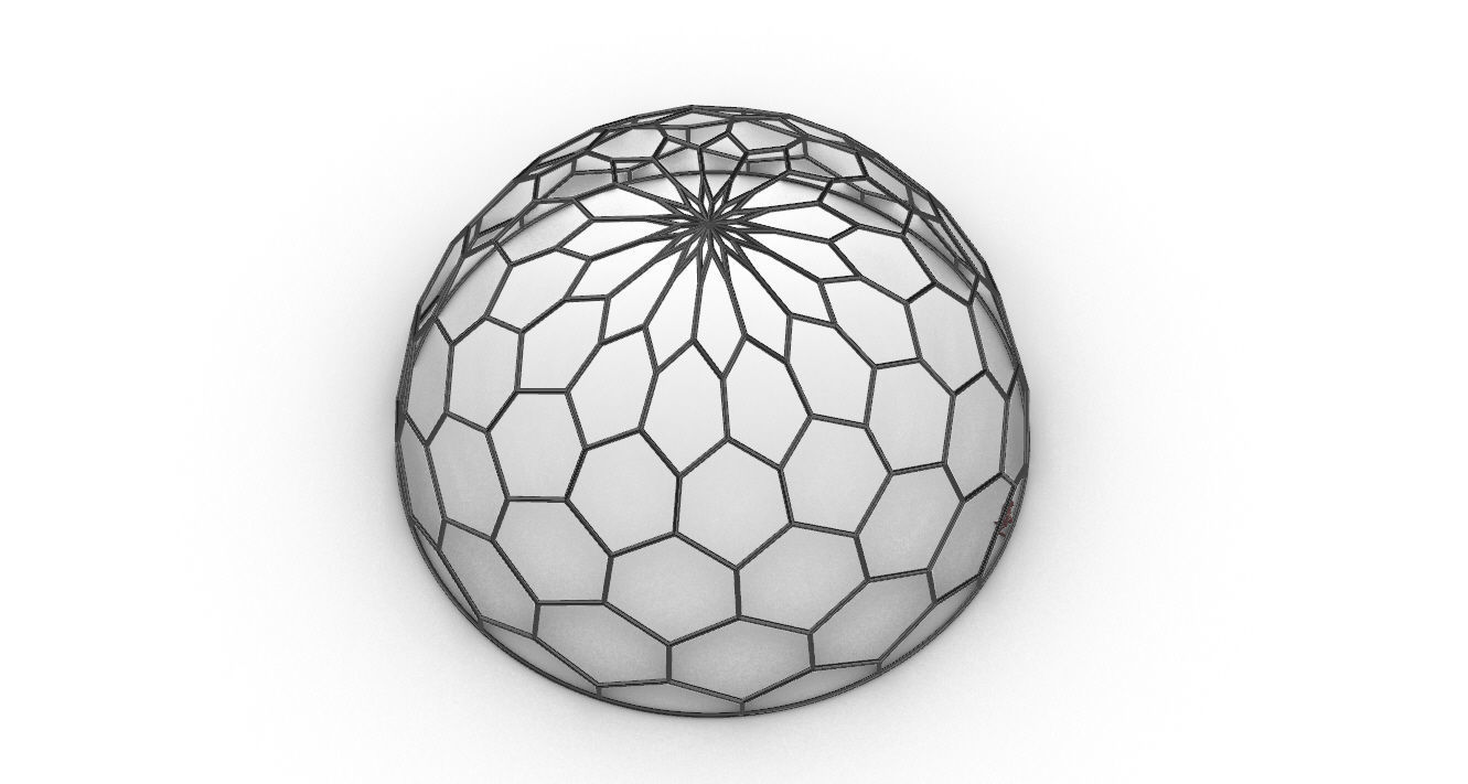 Hexagonal Dome Pattern Wireframe Structure 3D model_51
