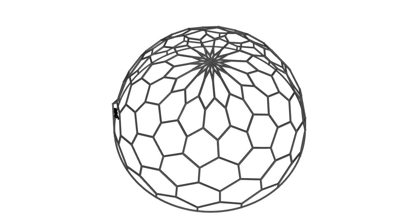 Hexagonal Dome Pattern Wireframe Structure 3D model_67