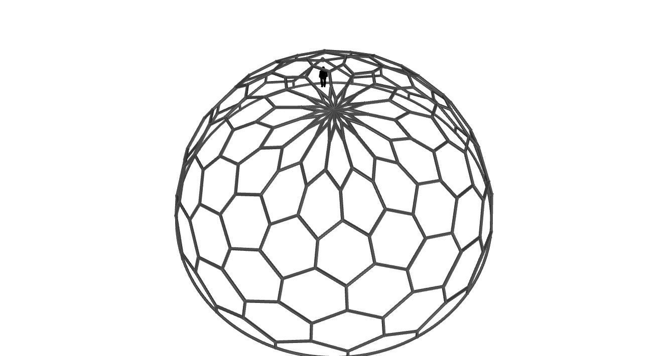 Hexagonal Dome Pattern Wireframe Structure 3D model_80