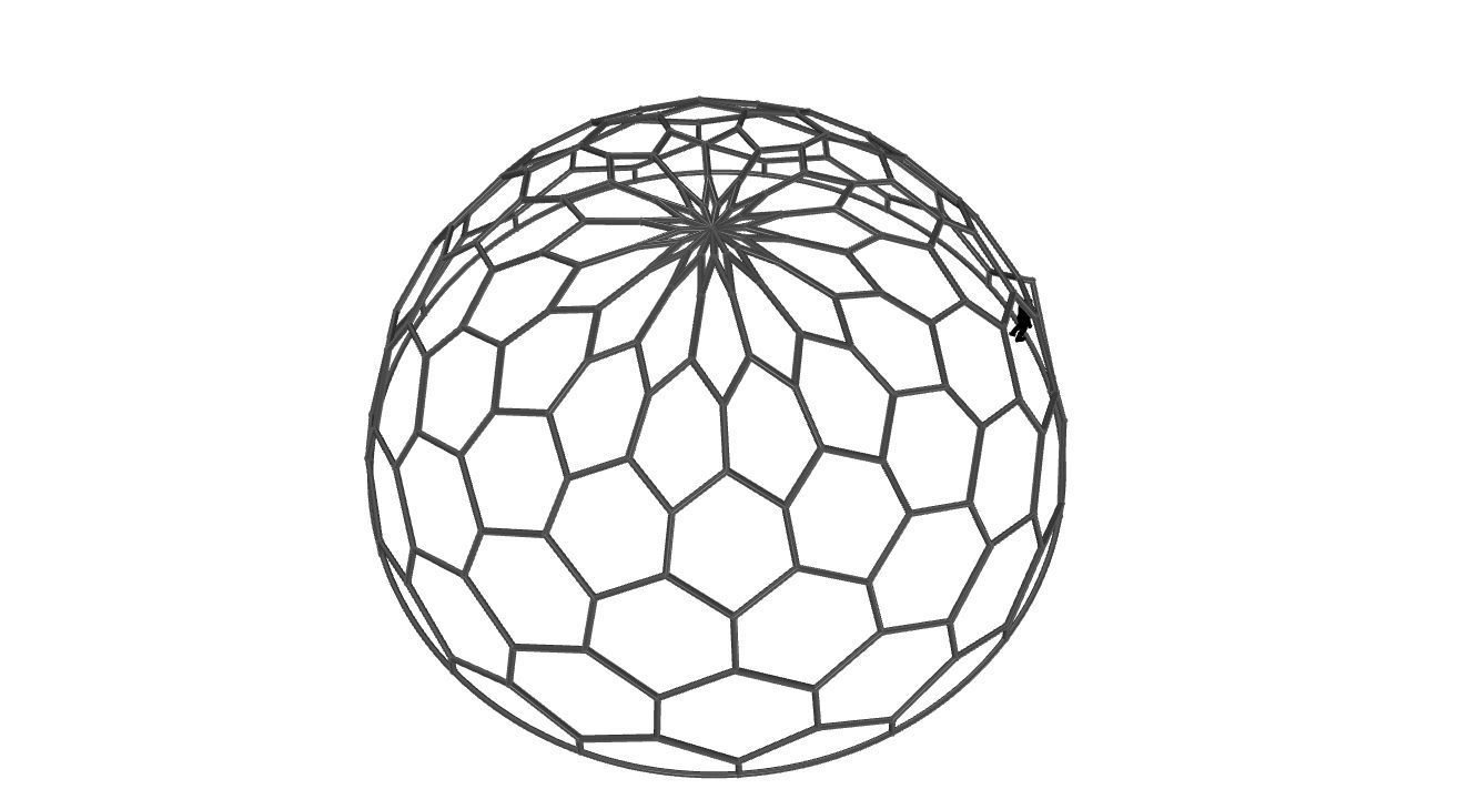 Hexagonal Dome Pattern Wireframe Structure 3D model_88