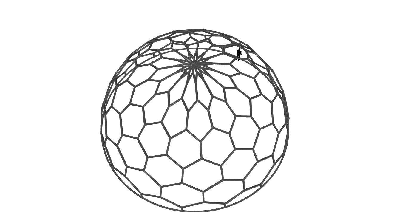 Hexagonal Dome Pattern Wireframe Structure 3D model_75
