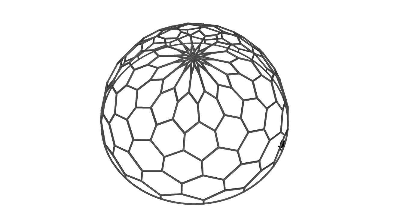 Hexagonal Dome Pattern Wireframe Structure 3D model_85