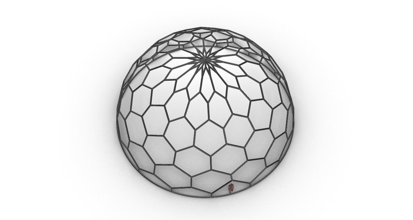 Hexagonal Dome Pattern Wireframe Structure 3D model_57