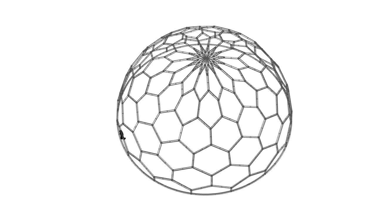 Hexagonal Dome Pattern Wireframe Structure 3D model_98