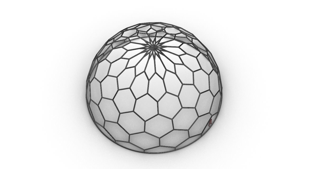 Hexagonal Dome Pattern Wireframe Structure 3D model_55