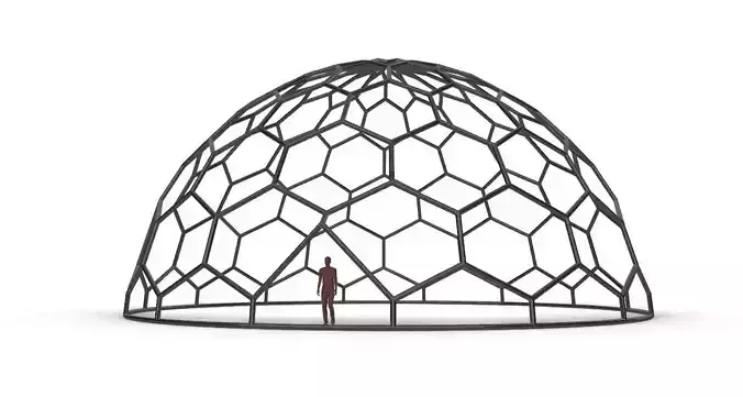 Hexagonal Dome Pattern Wireframe Structure