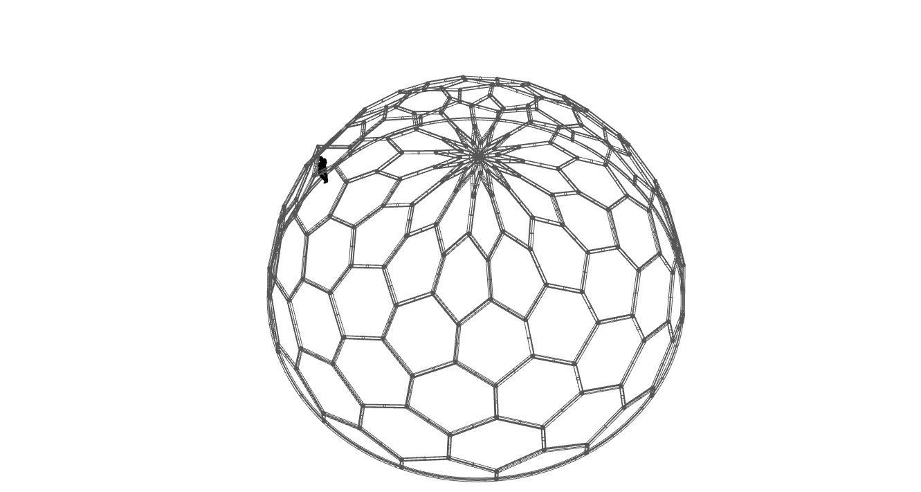 Hexagonal Dome Pattern Wireframe Structure 3D model_118