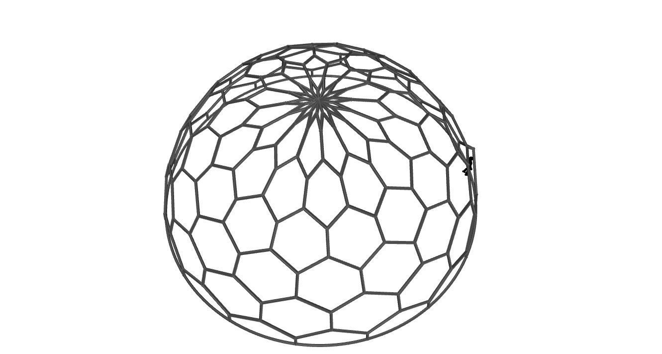 Hexagonal Dome Pattern Wireframe Structure 3D model_72