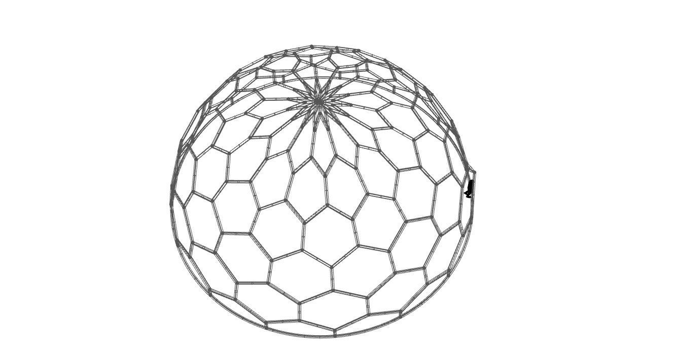 Hexagonal Dome Pattern Wireframe Structure 3D model_107