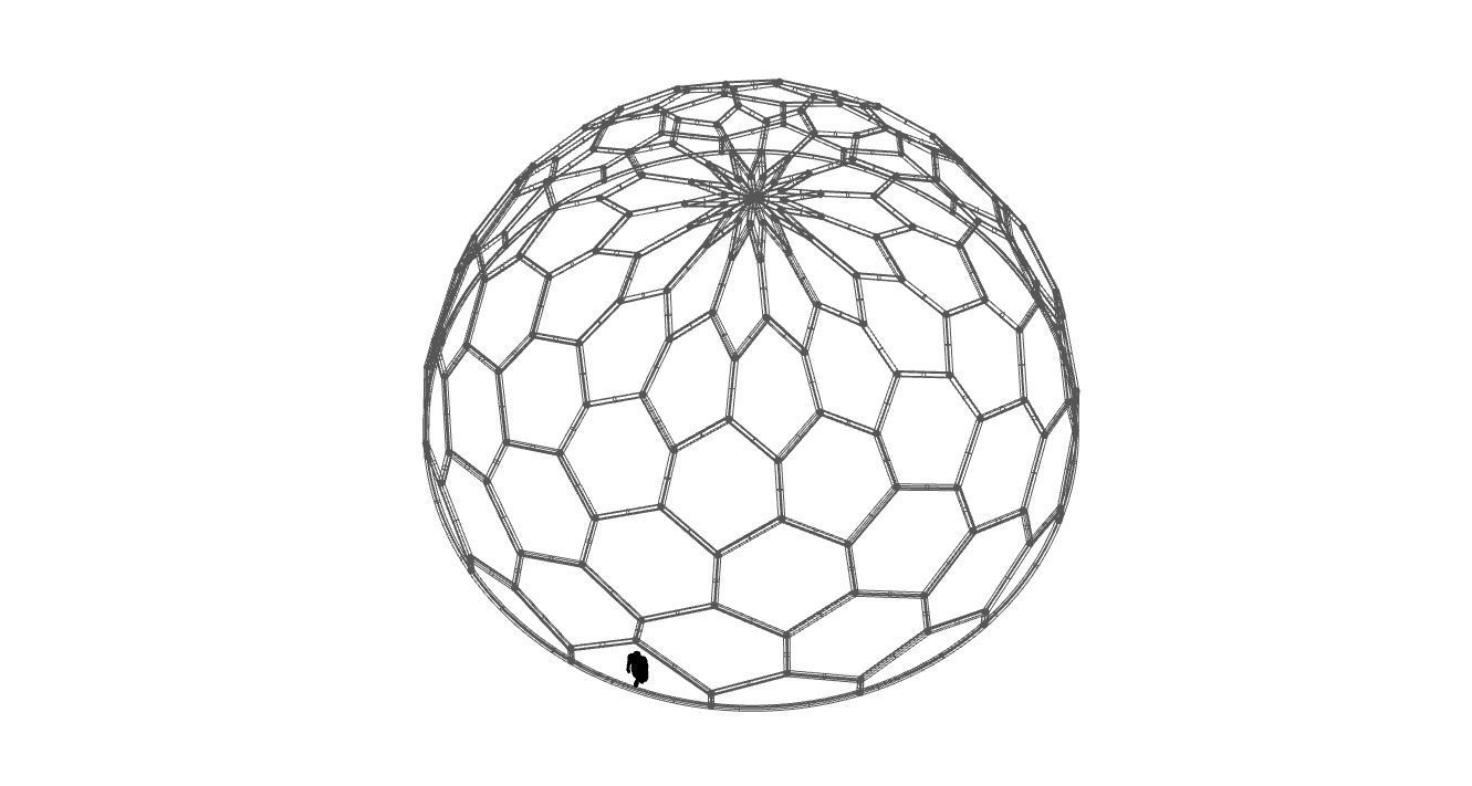 Hexagonal Dome Pattern Wireframe Structure 3D model_90
