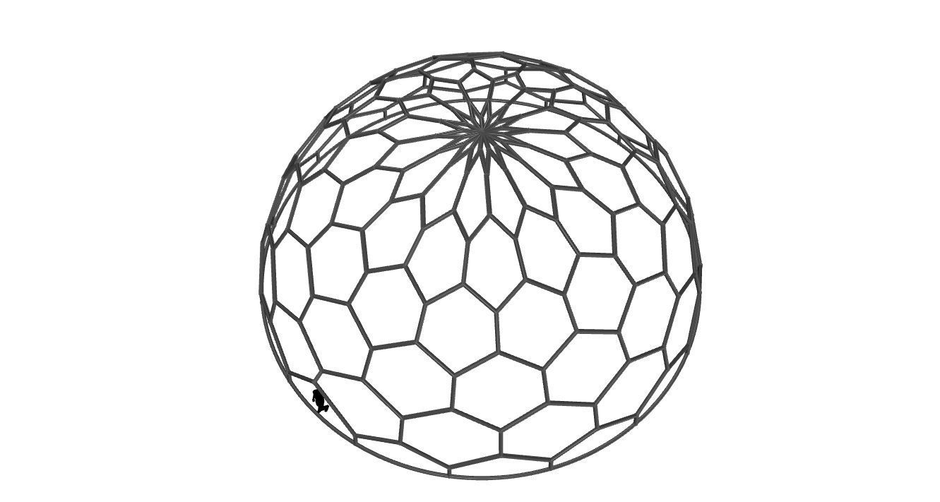 Hexagonal Dome Pattern Wireframe Structure 3D model_64