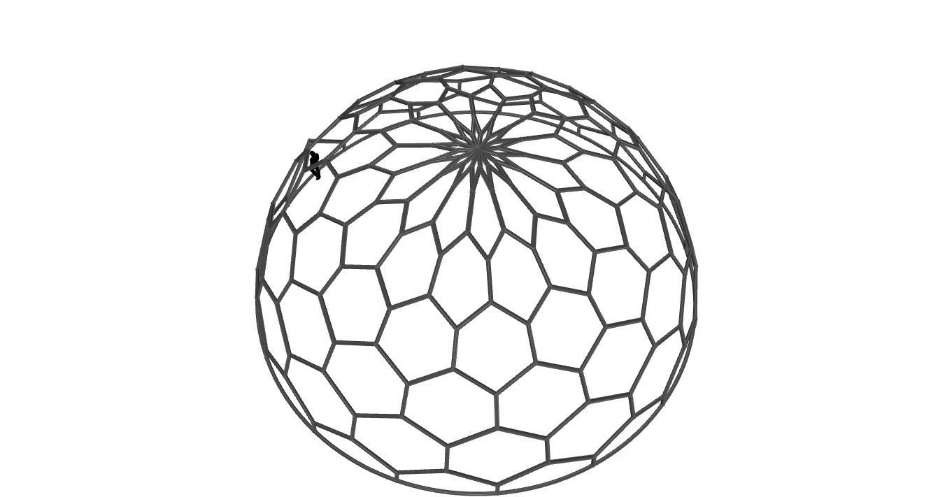 Hexagonal Dome Pattern Wireframe Structure 3D model_68