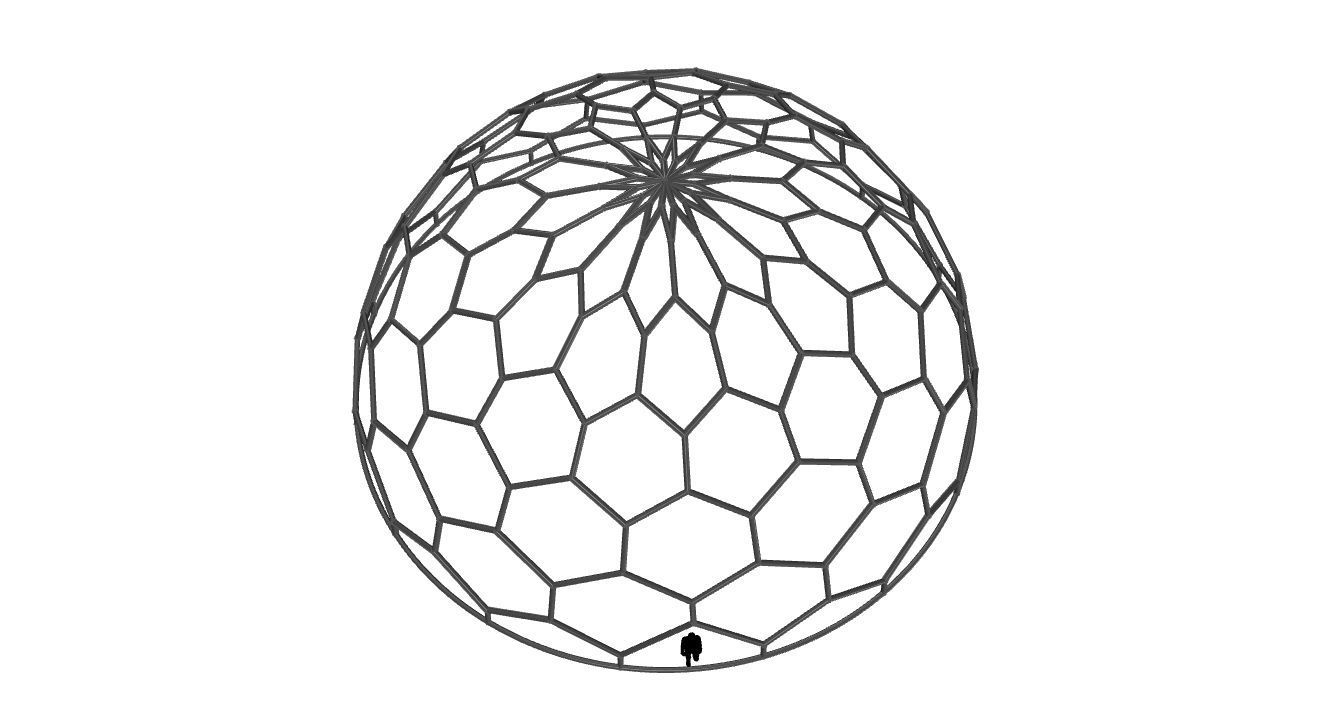 Hexagonal Dome Pattern Wireframe Structure 3D model_82
