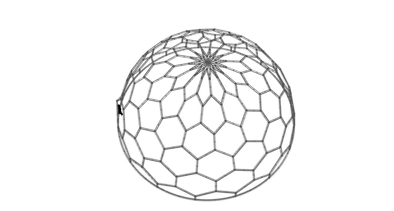Hexagonal Dome Pattern Wireframe Structure 3D model_99
