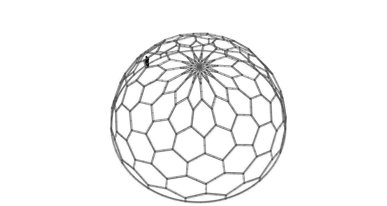 Hexagonal Dome Pattern Wireframe Structure 3D model_110