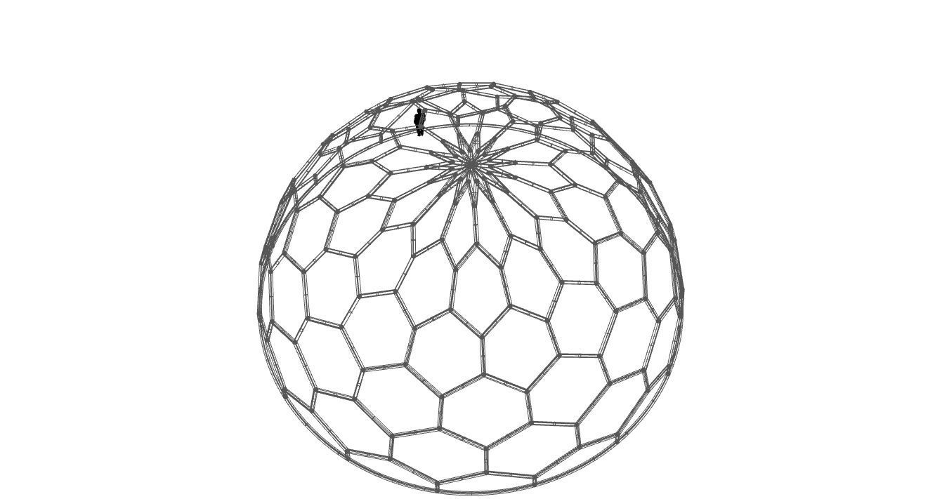 Hexagonal Dome Pattern Wireframe Structure 3D model_108
