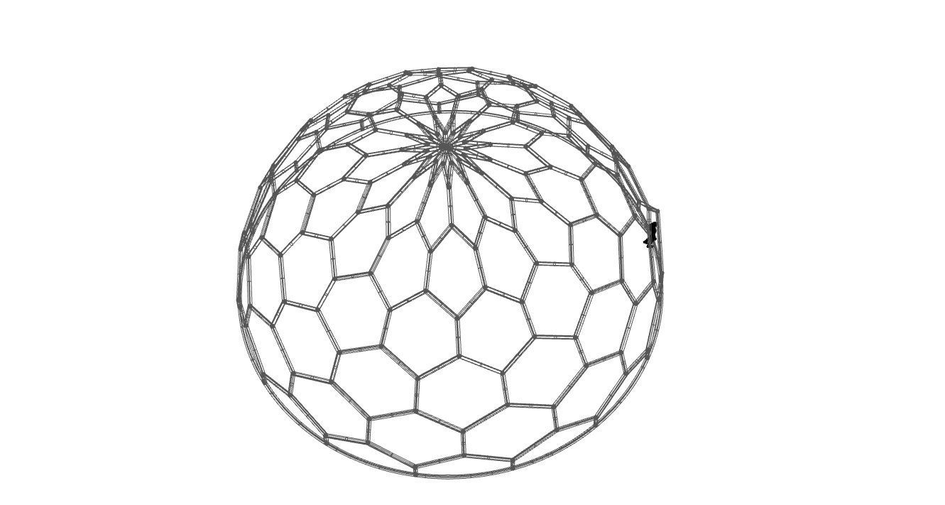 Hexagonal Dome Pattern Wireframe Structure 3D model_105