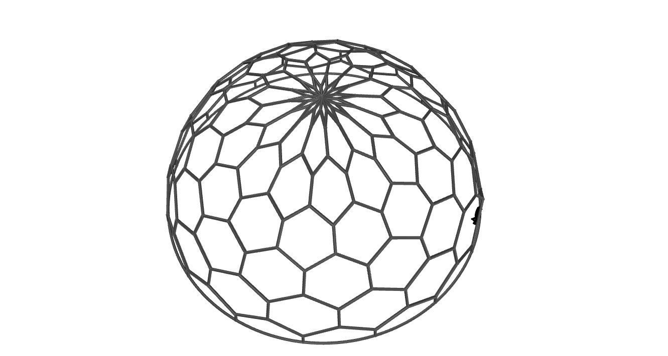 Hexagonal Dome Pattern Wireframe Structure 3D model_70