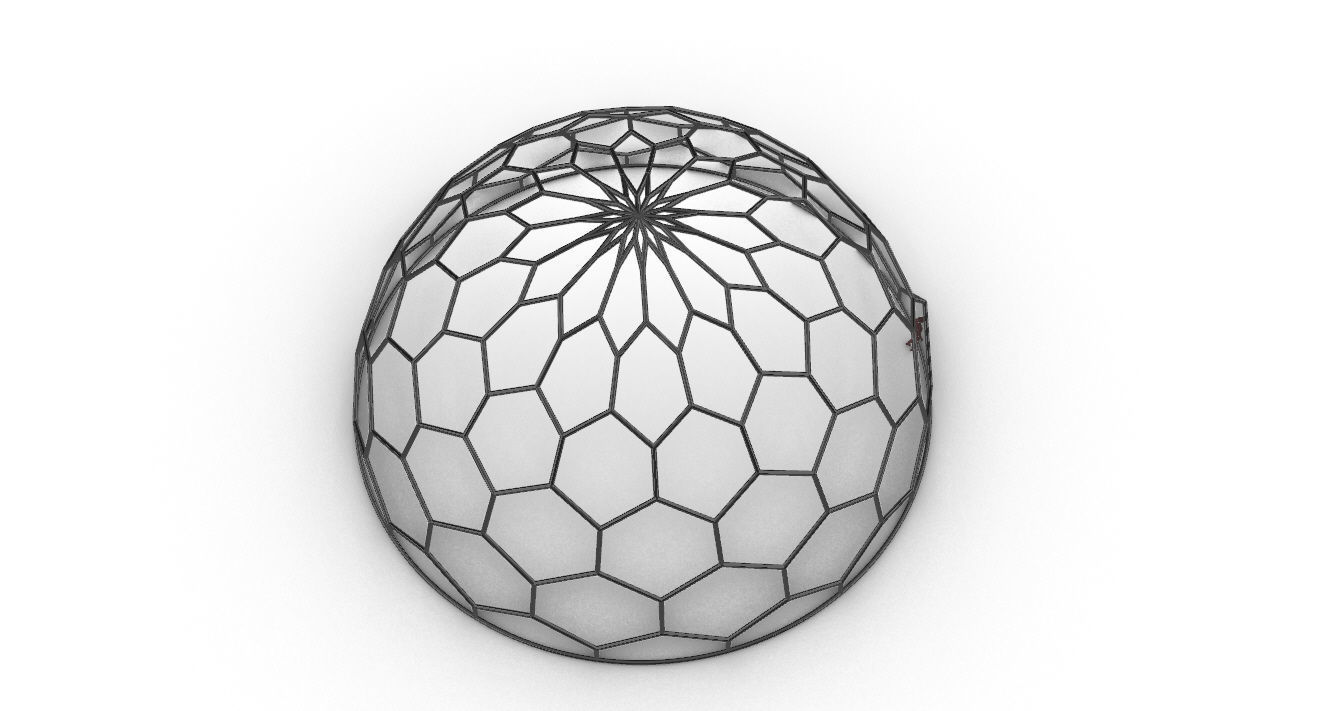 Hexagonal Dome Pattern Wireframe Structure 3D model_52