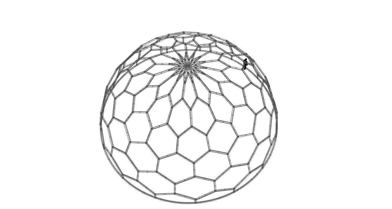 Hexagonal Dome Pattern Wireframe Structure 3D model_101