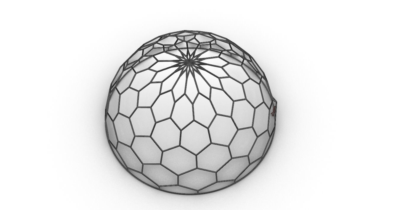 Hexagonal Dome Pattern Wireframe Structure 3D model_47