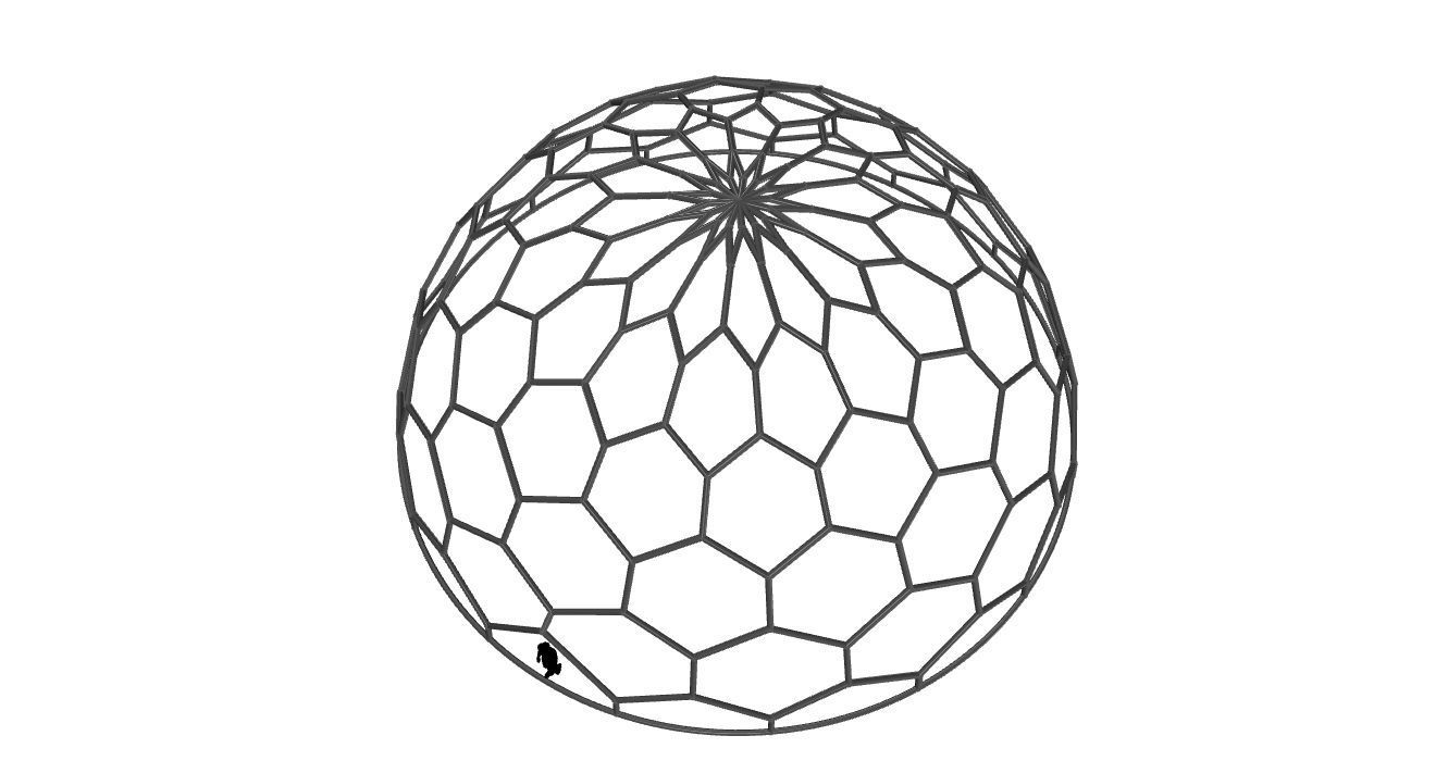 Hexagonal Dome Pattern Wireframe Structure 3D model_62