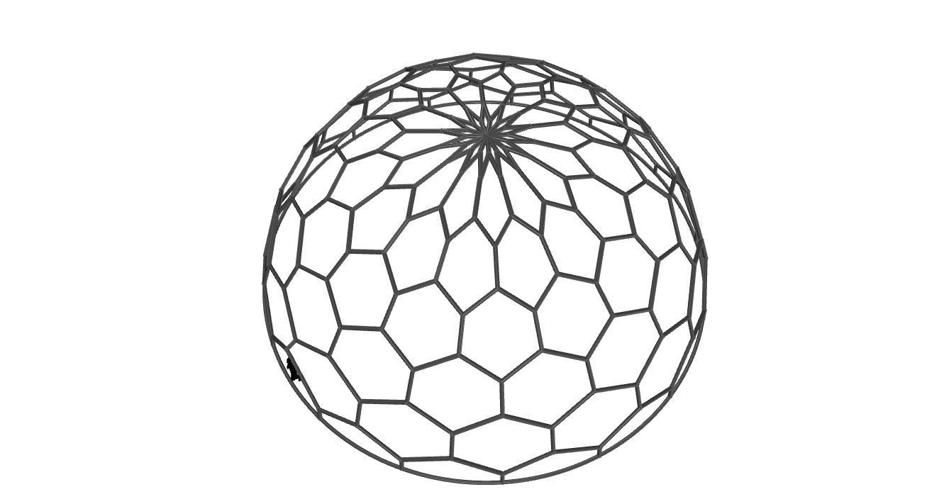 Hexagonal Dome Pattern Wireframe Structure 3D model_63