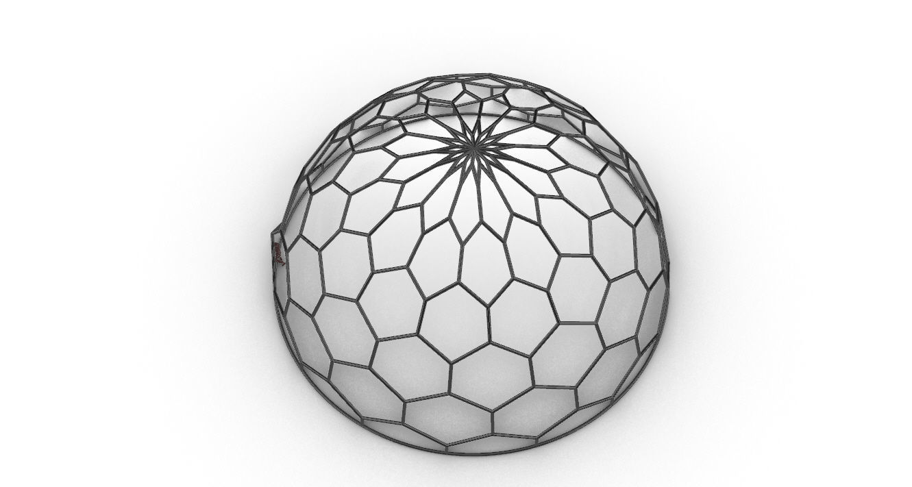 Hexagonal Dome Pattern Wireframe Structure 3D model_58