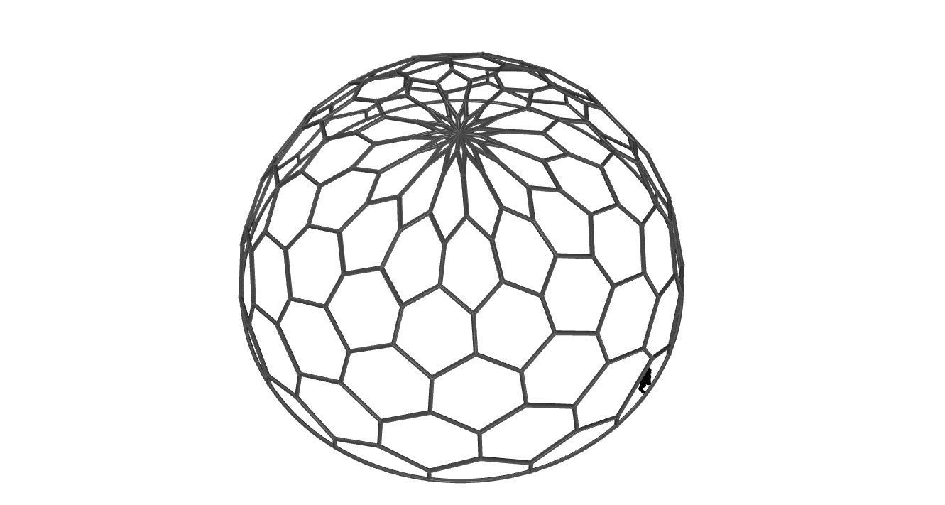 Hexagonal Dome Pattern Wireframe Structure 3D model_78