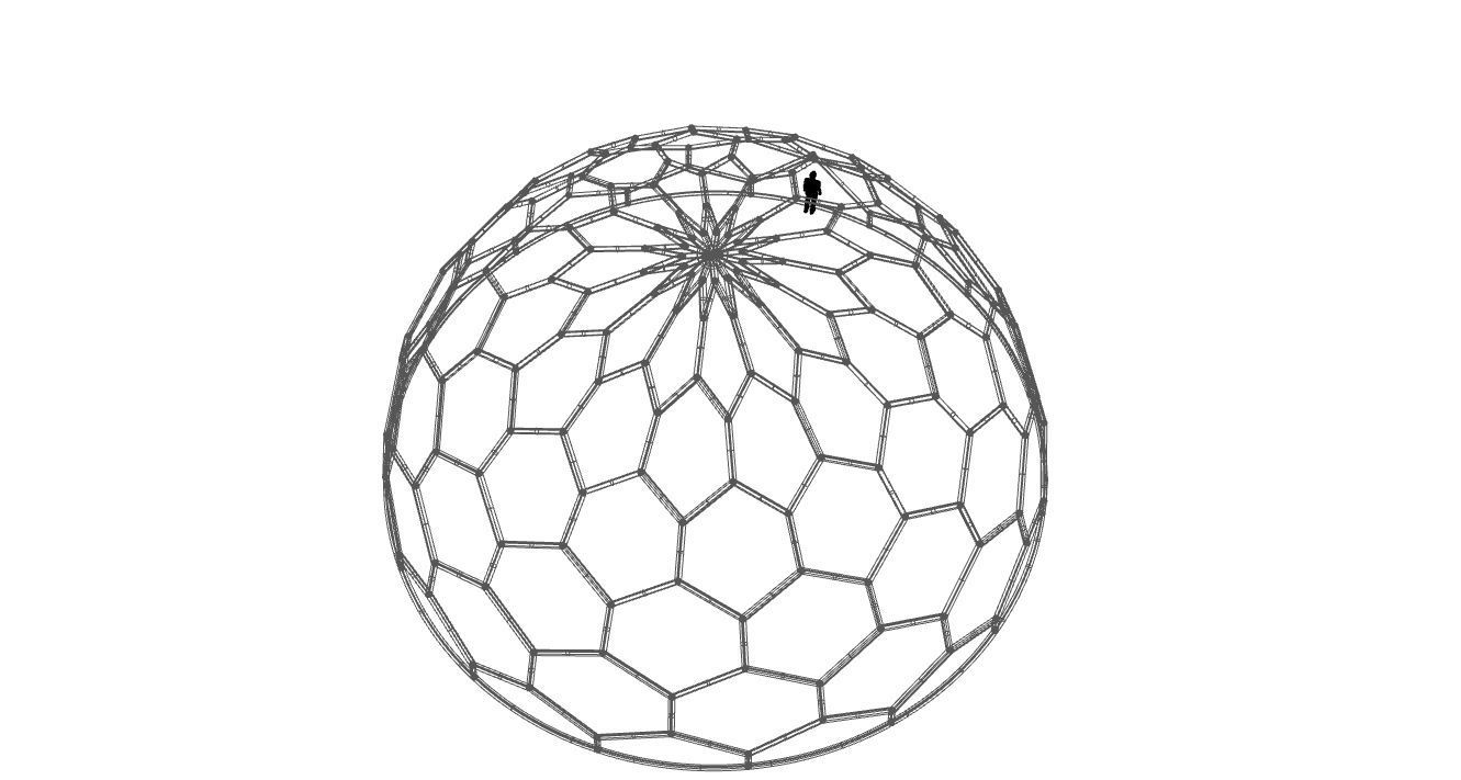 Hexagonal Dome Pattern Wireframe Structure 3D model_115