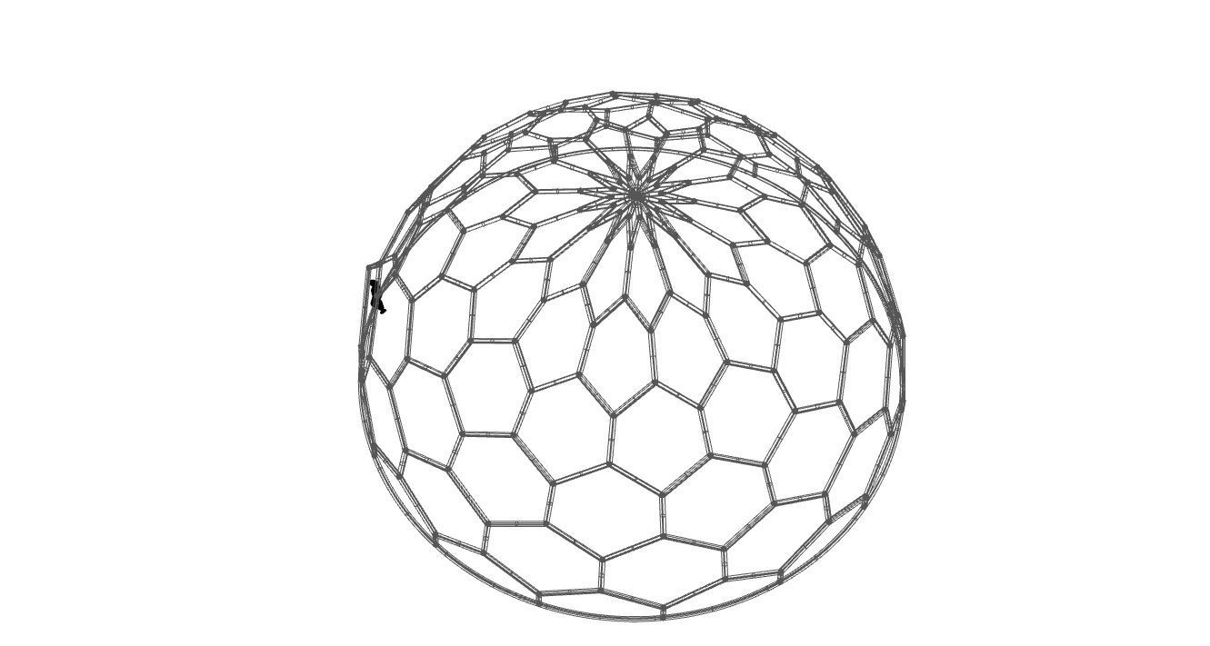 Hexagonal Dome Pattern Wireframe Structure 3D model_102