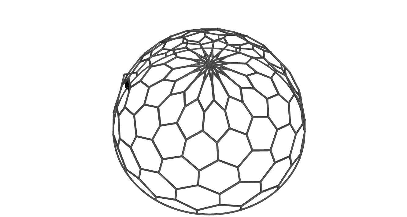 Hexagonal Dome Pattern Wireframe Structure 3D model_76