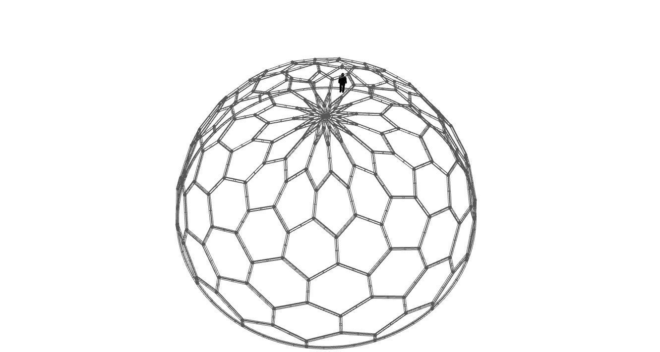Hexagonal Dome Pattern Wireframe Structure 3D model_112