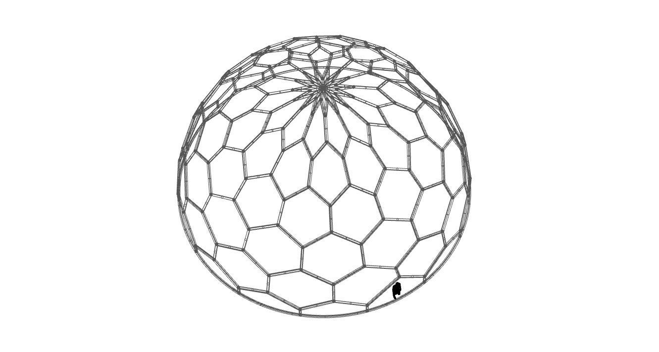 Hexagonal Dome Pattern Wireframe Structure 3D model_116