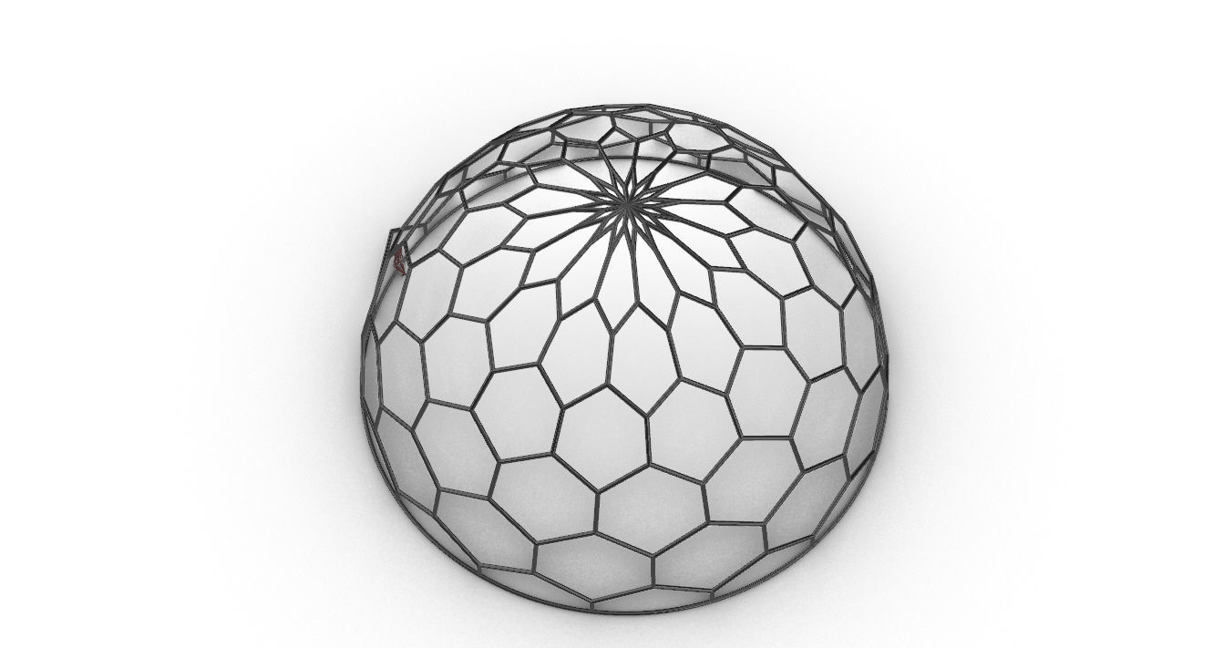 Hexagonal Dome Pattern Wireframe Structure 3D model_46