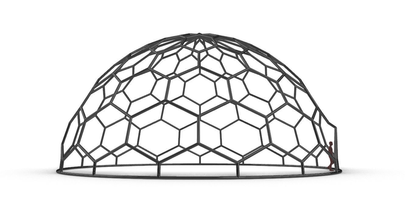 Hexagonal Dome Pattern Wireframe Structure 3D model_23