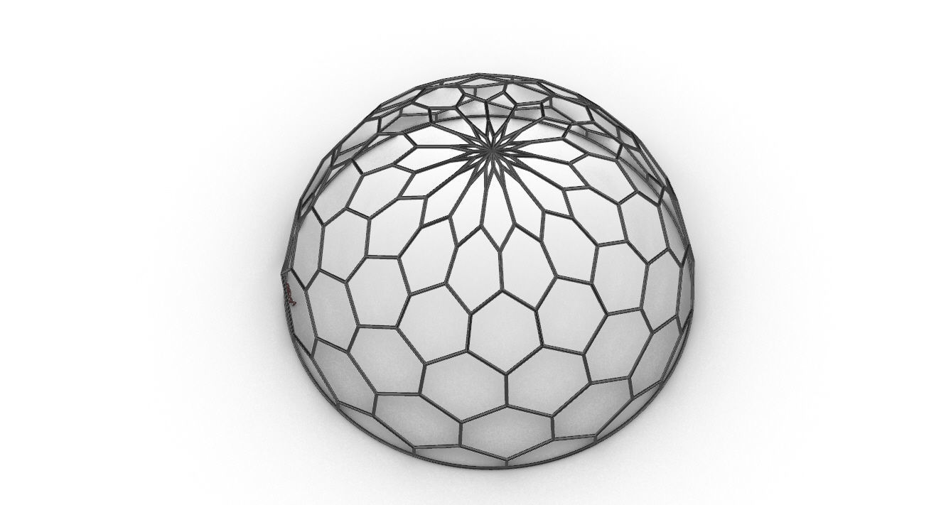 Hexagonal Dome Pattern Wireframe Structure 3D model_43