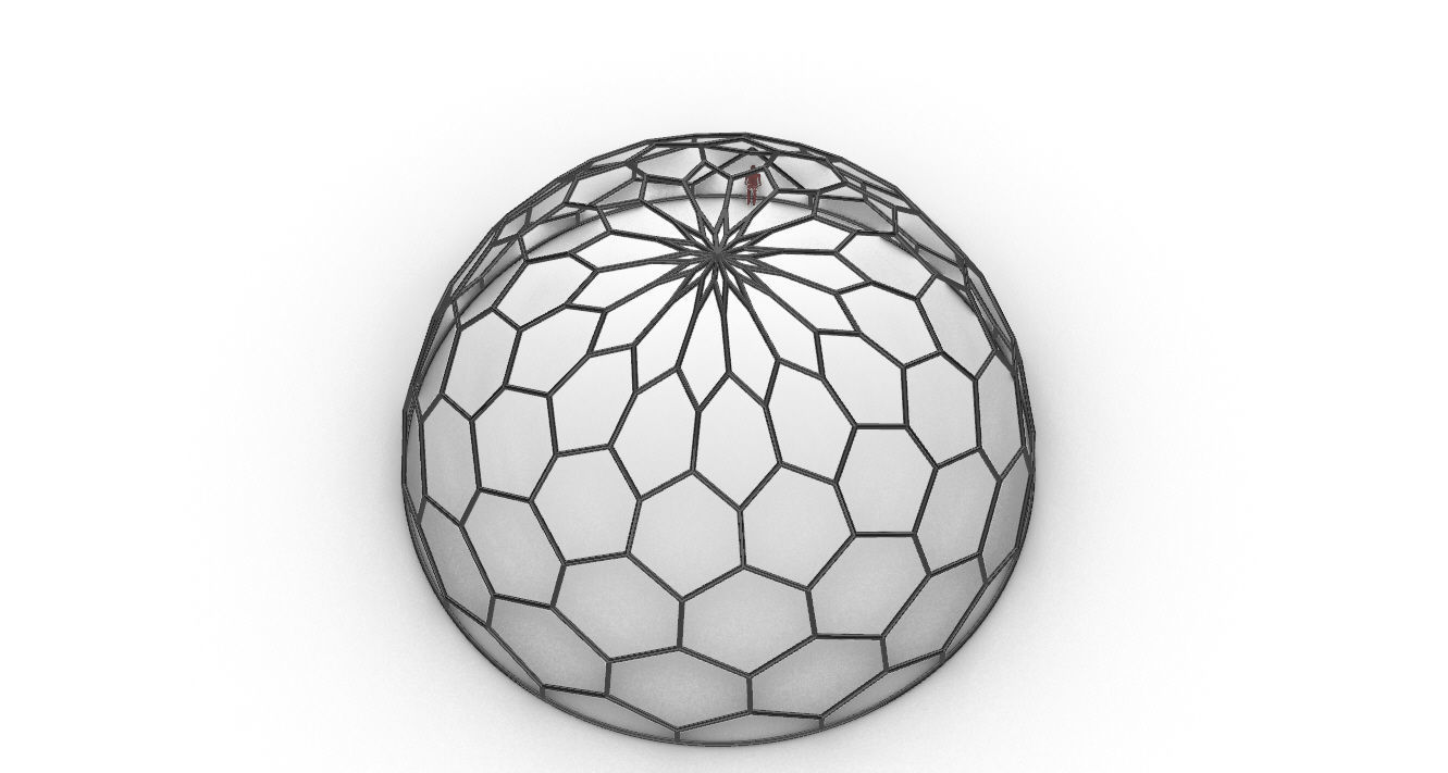 Hexagonal Dome Pattern Wireframe Structure 3D model_35
