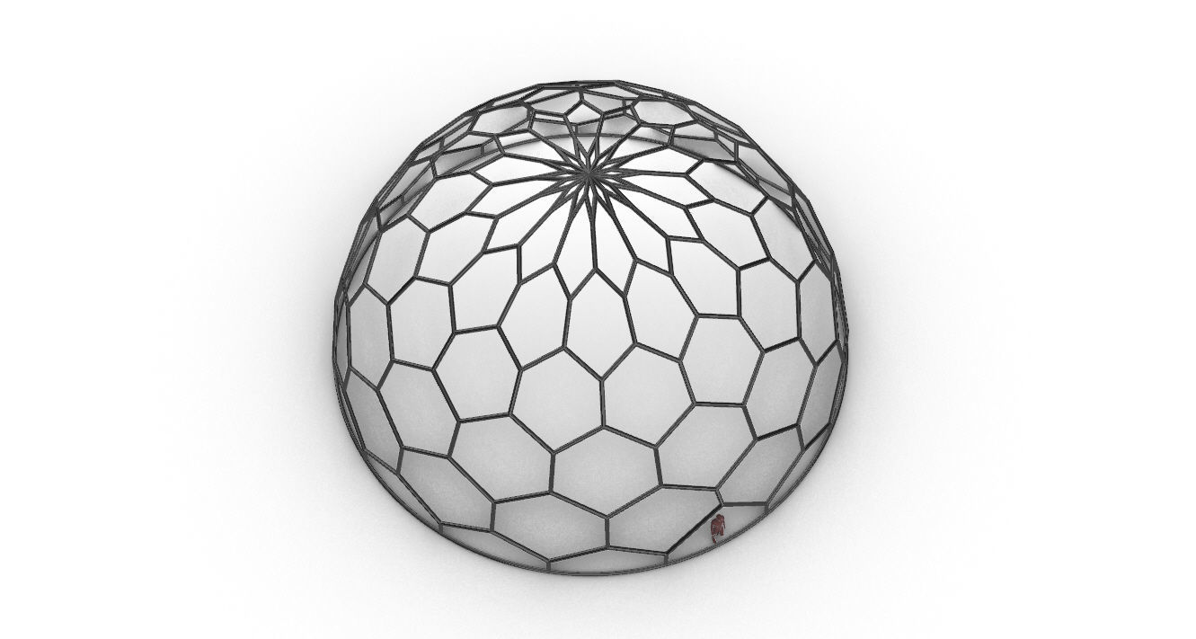 Hexagonal Dome Pattern Wireframe Structure 3D model_56