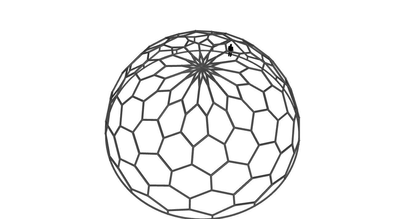 Hexagonal Dome Pattern Wireframe Structure 3D model_86