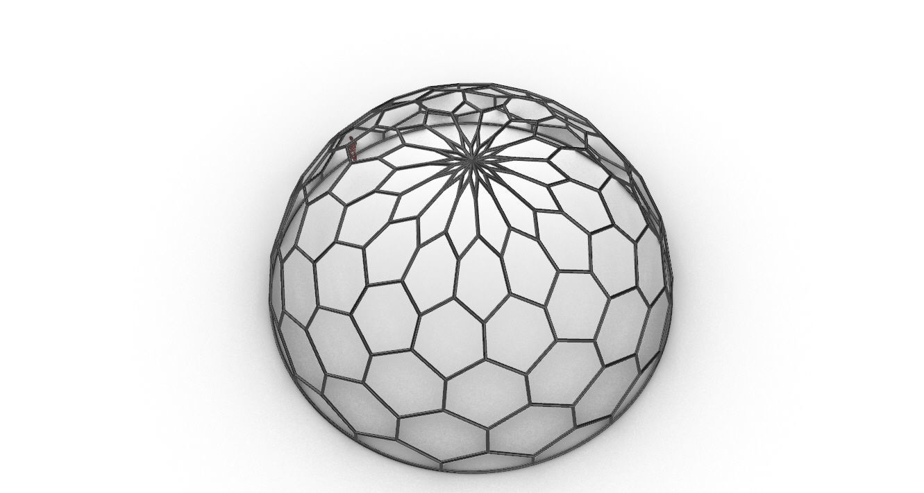 Hexagonal Dome Pattern Wireframe Structure 3D model_39